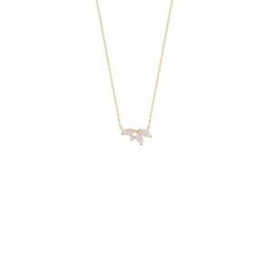 COLLAR COLECCION HOJAS MADREPERLA Y CRISTAL CHAPADO ORO blanco