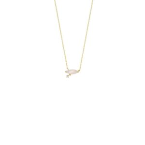 COLLAR COLECCION HOJAS MADREPERLA Y CRISTAL CHAPADO ORO