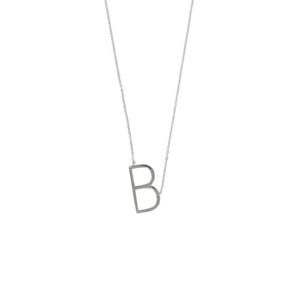 LETTER B PENDANT RHODIUM PLATED AND