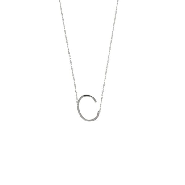 LETTER C PENDANT RHODIUM PLATING AND