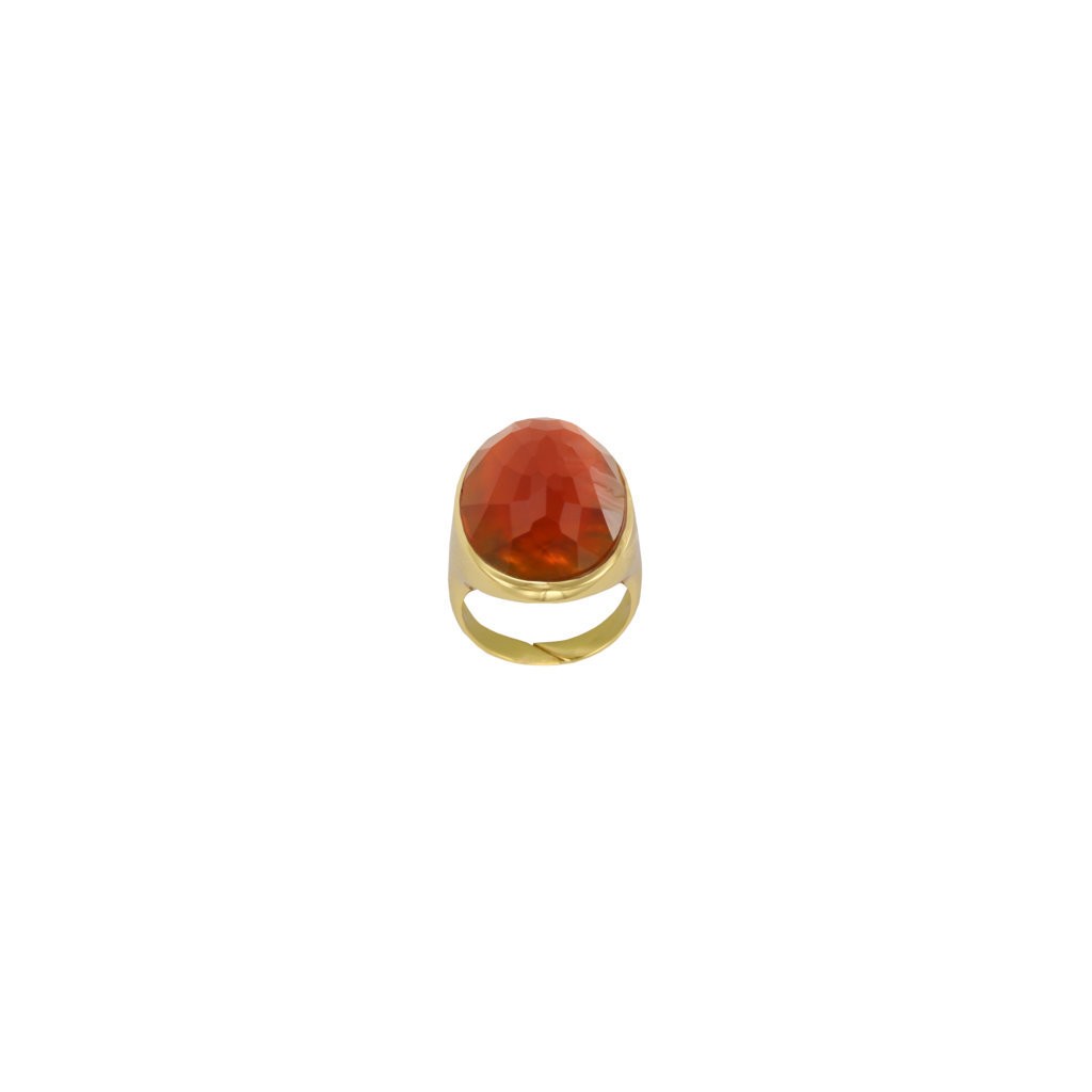 ANILLO CRISTAL FACETADO CHAPADO
