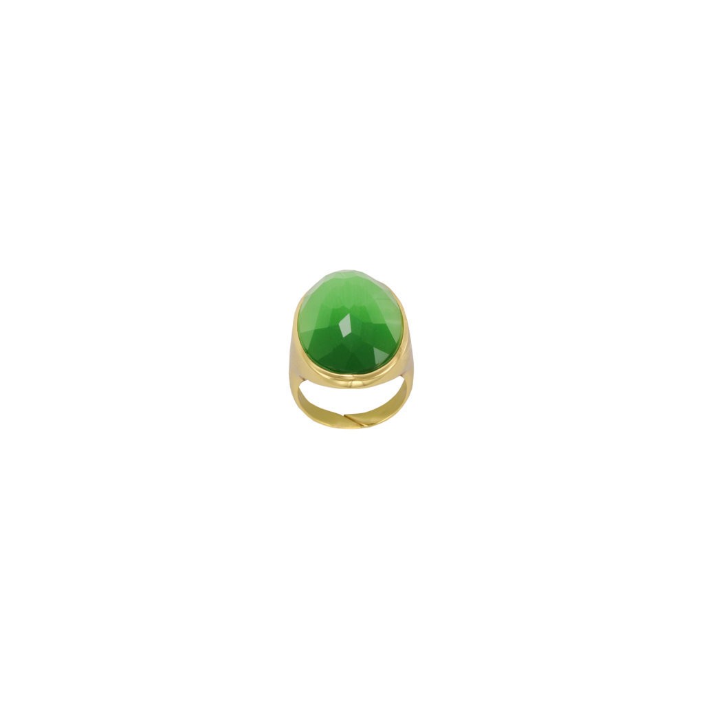 ANILLO CRISTAL FACETADO CHAPADO