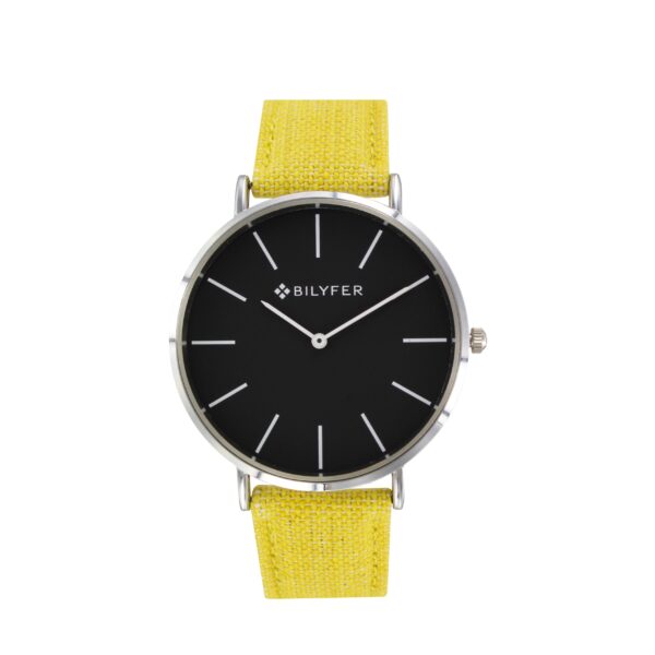 RELOJ CAJA 42 MM CORREA IKAT CON PIEL AMARILLO