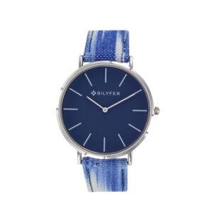 RELOJ CAJA 42 MM CORREA IKAT CON PIEL AZUL