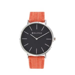 RELOJ CAJA 42 MM CORREA IKAT CON PIEL NARANJA