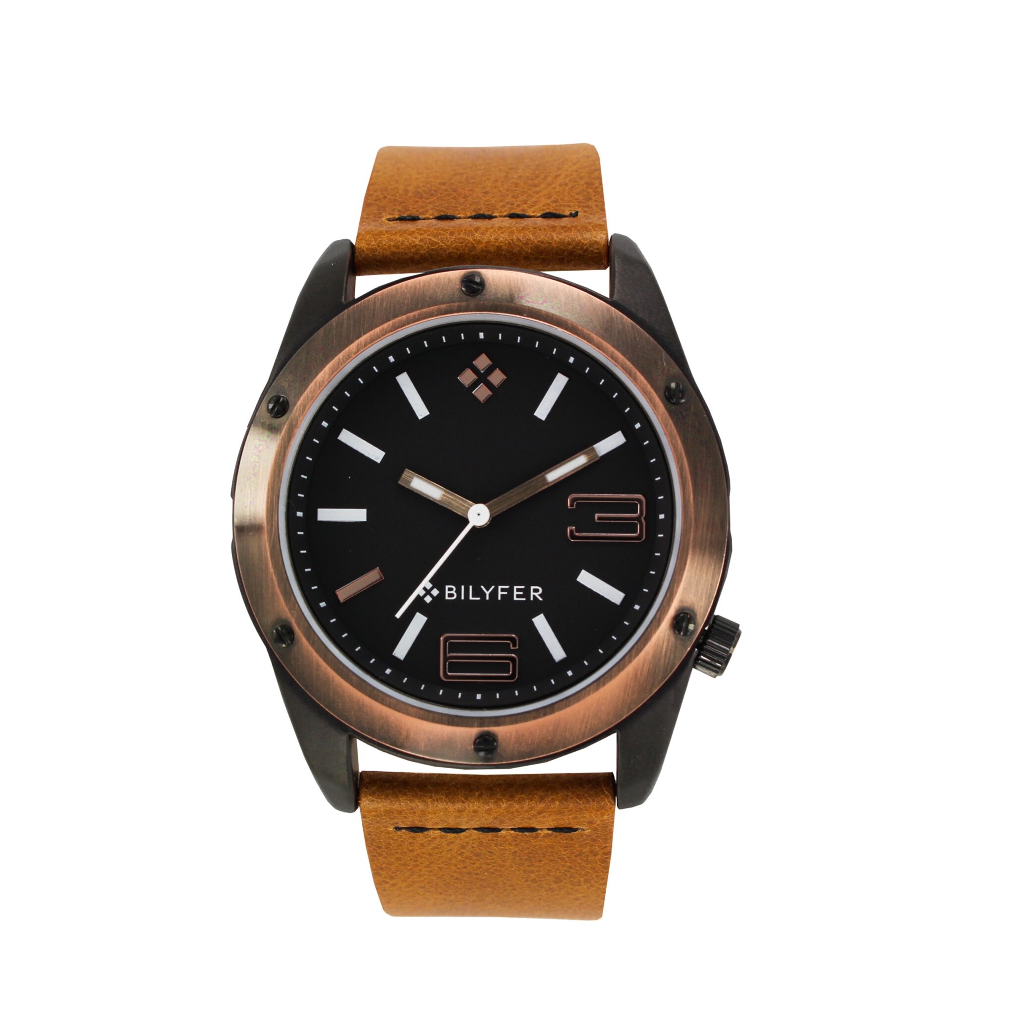 RELOJ 5ATM 2 TONOS CORREA PIEL COSIDA MARRON