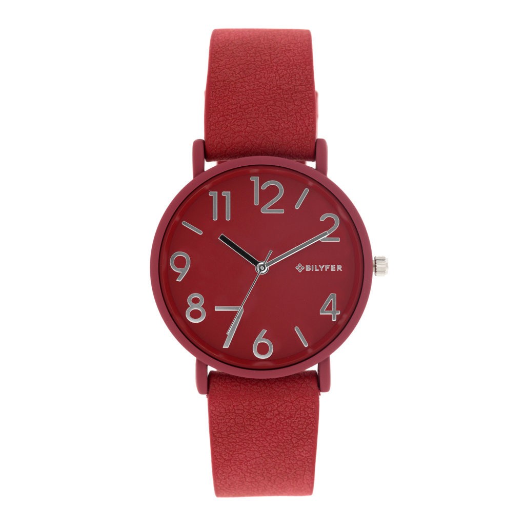 RELOJ UNICOLOR 12 NÚMEROS INTERIOR CORREA PIEL