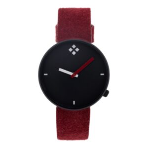 RELOJ CAJA NEGRA CORREA PIEL LOGO BILYFER GRANATE ROJO