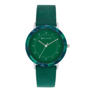 ACRYLIC ROUND CLOCK BELT LEATHER INTERIOR