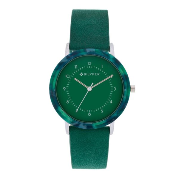 RELOJ REDONDO ACRÍLICO CORREA INTERIOR PIEL