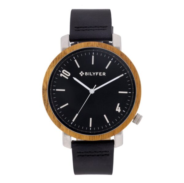 WATCH ZEBRANO WOOD, STEEL AND LEATHER STRAP