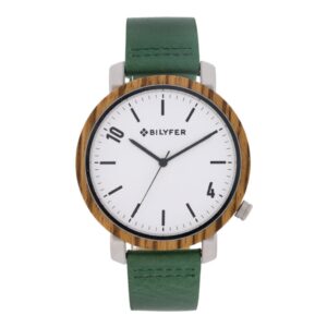 WATCH ZEBRANO WOOD, STEEL AND LEATHER STRAP