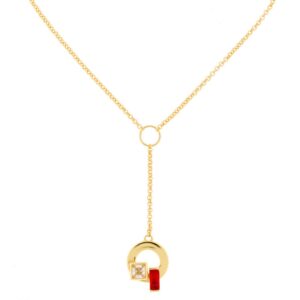 NECKLACE PLATED GOLD CRYSTAL