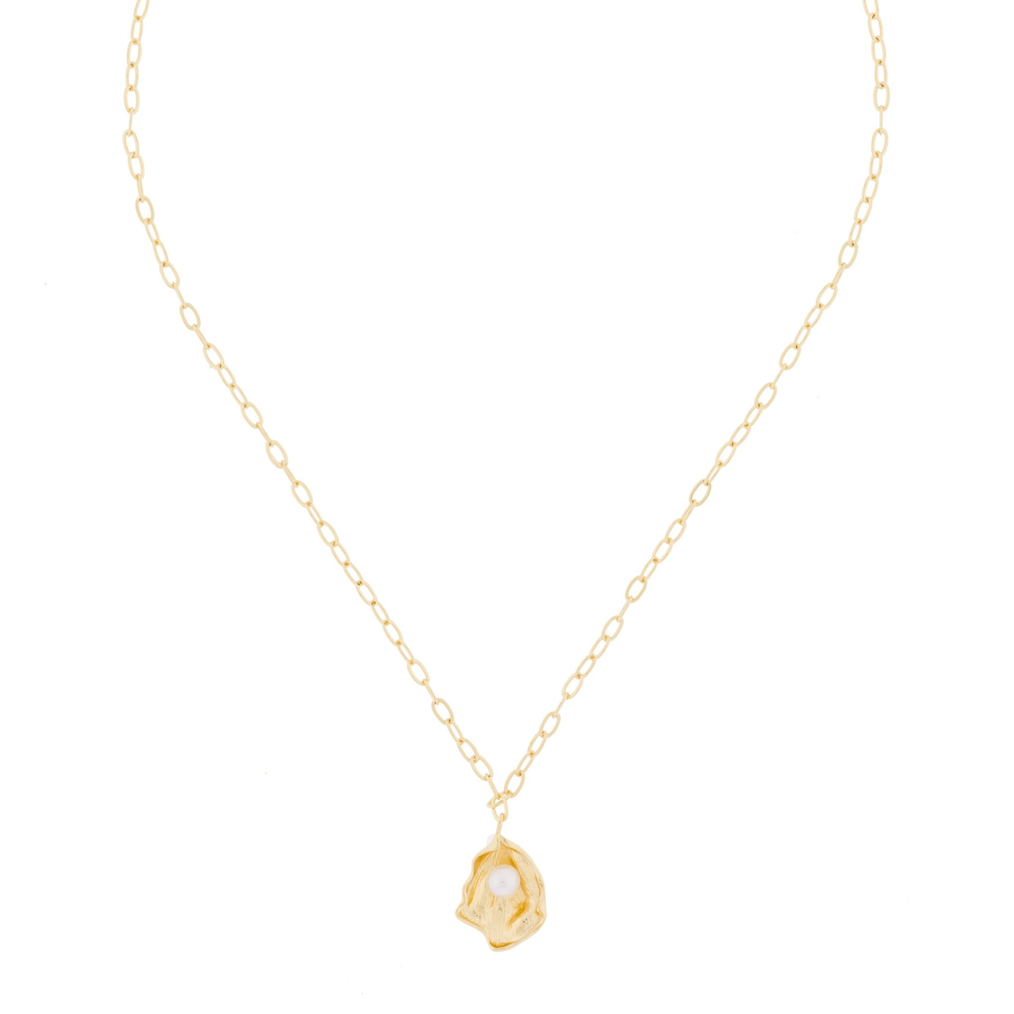 45CM NECKLACE PLATED GOLD AND PEARL NATURAL