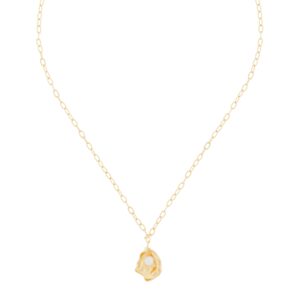 45CM NECKLACE PLATED GOLD AND PEARL NATURAL