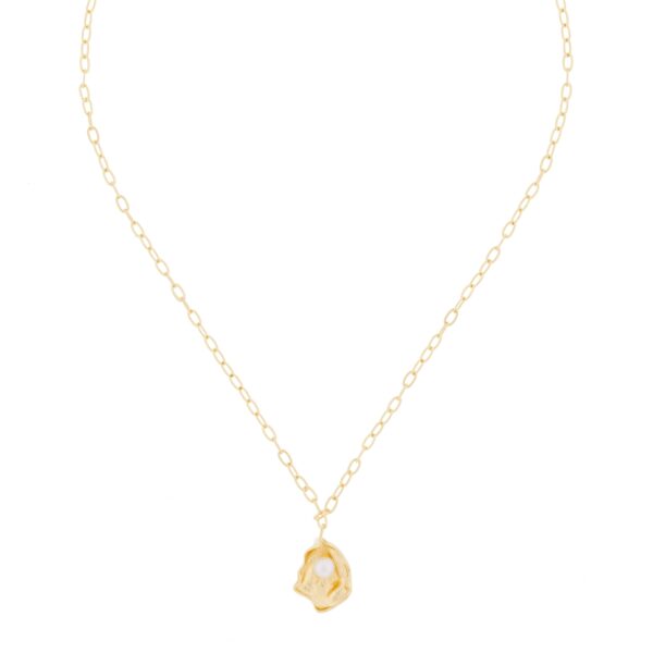45CM NECKLACE PLATED GOLD AND PEARL NATURAL
