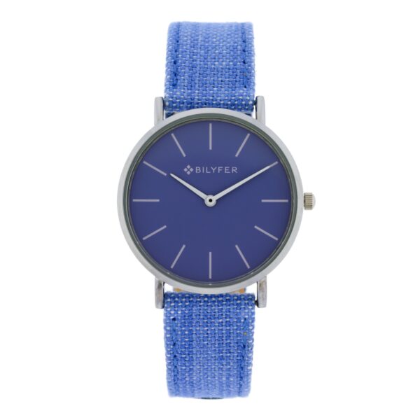 RELOJ IKAT CORREA PIEL ALGODON&SEDA CAJA 36MM AZUL CELESTE
