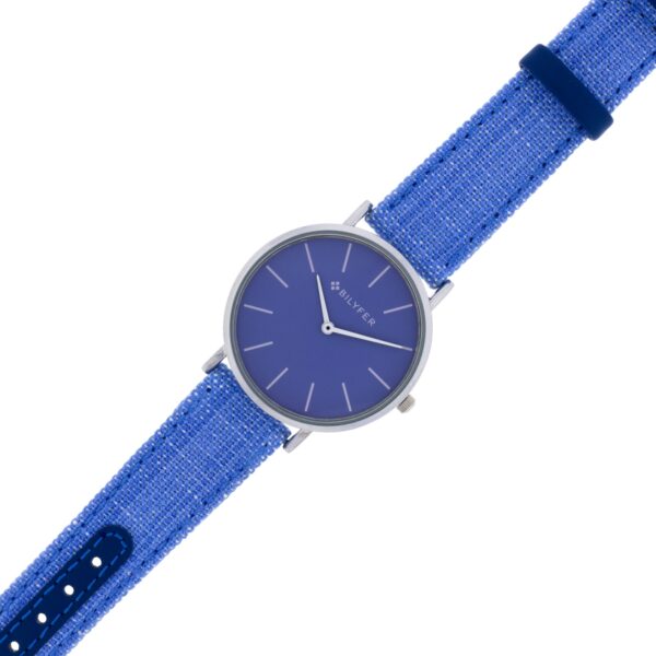 RELOJ IKAT CORREA PIEL ALGODON&SEDA CAJA 36MM AZUL CELESTE