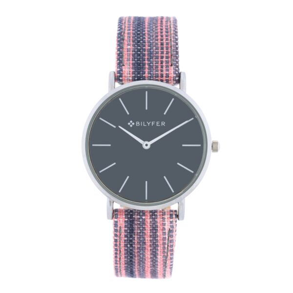 RELOJ IKAT CORREA PIEL ALGODON&SEDA CAJA 36MM NARANJA