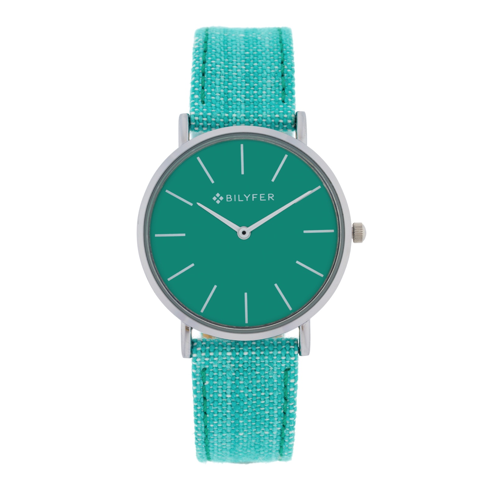 RELOJ IKAT CORREA PIEL ALGODON&SEDA CAJA 36MM TURQUESA AZUL