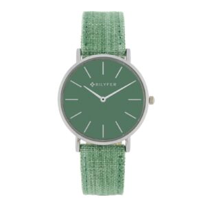RELOJ IKAT CORREA PIEL ALGODON&SEDA CAJA 36MM VERDE