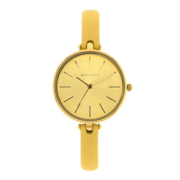 RELOJ CAJA 33 MM Y CORREA PIEL 8 MM AMARILLO