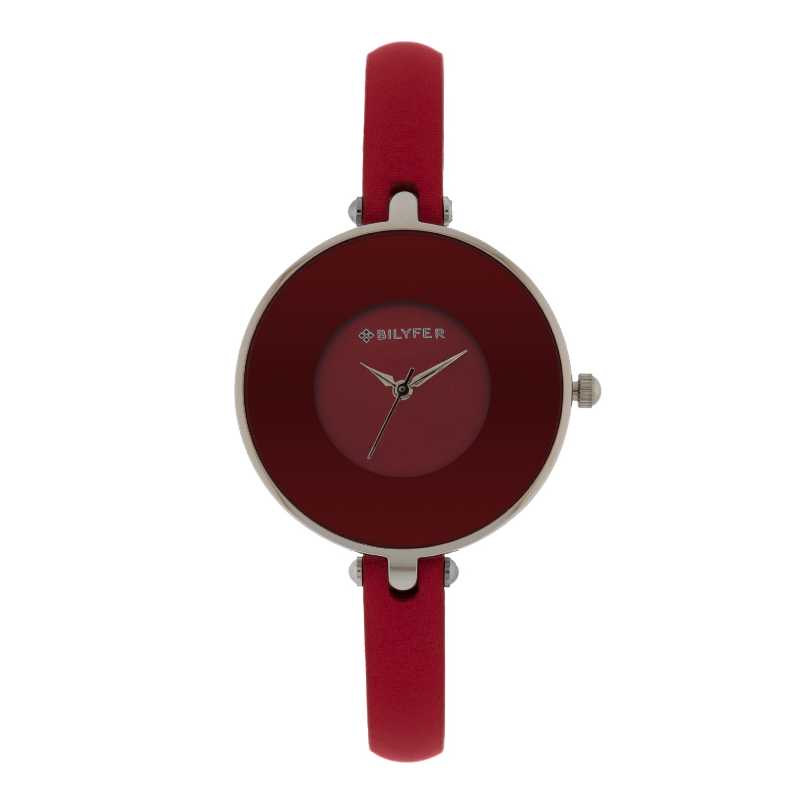 RELOJ CAJA 33 MM CRISTAL PINTADA Y CORREA 8 MM GRANATE ROJO