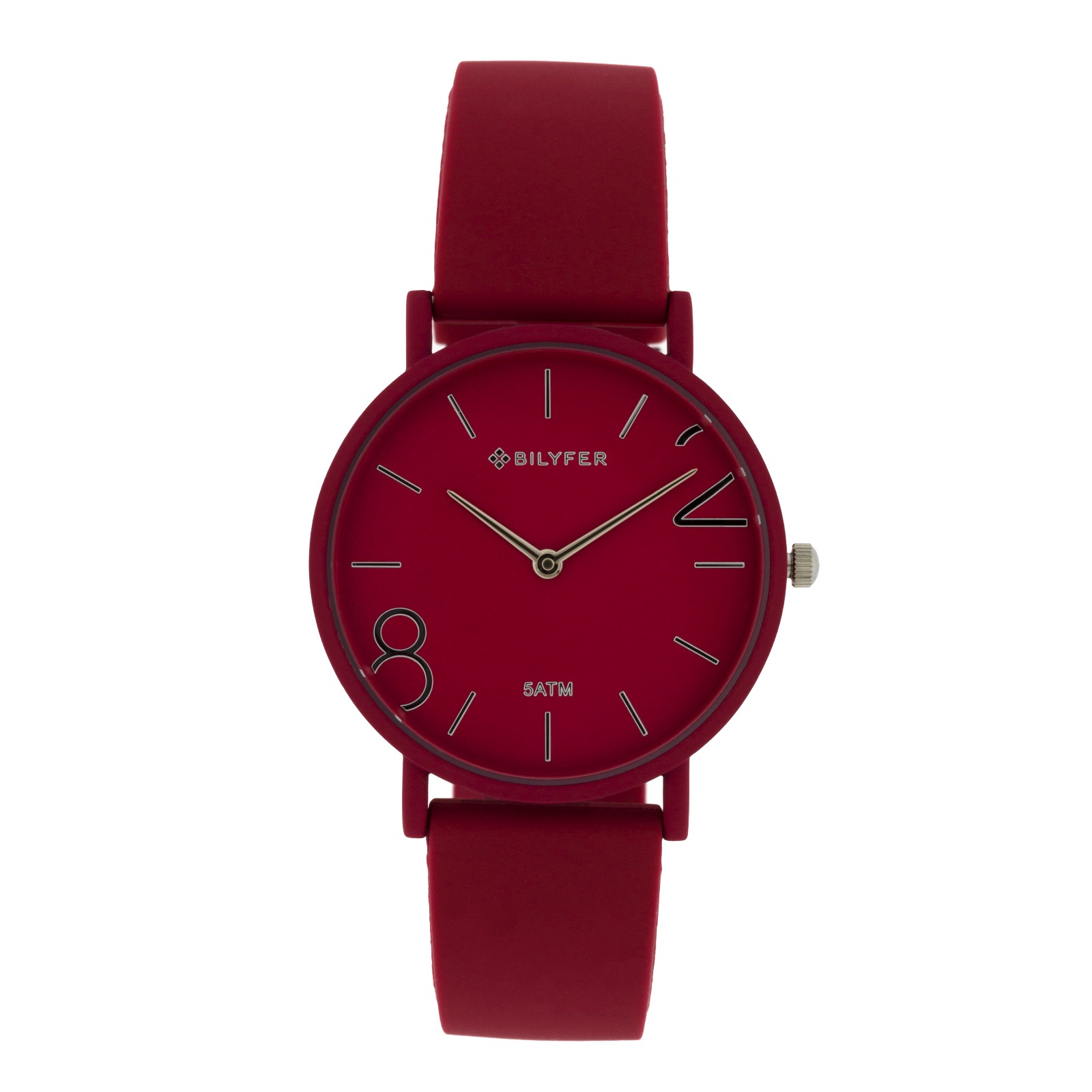 RELOJ 36MM COLORES 8 &2 SILICONA 5ATM SUMERGIBLE GRANATE ROJO