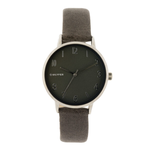 36MM GRAY WATCH ARAB NUMBERS INTERIOR LEATHER STRAP