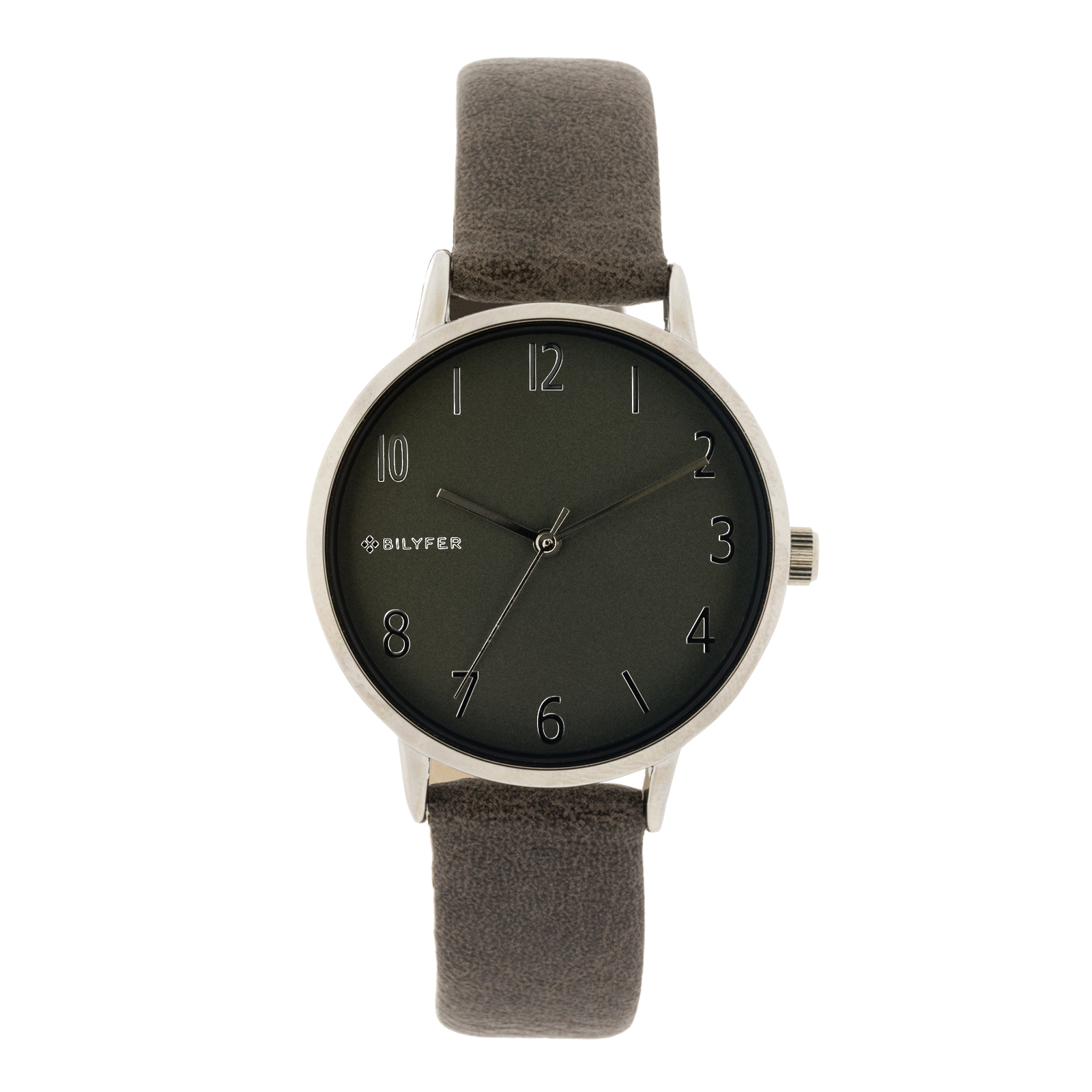 RELOJ GRIS 36MM NÚMEROS ARABES INTERIOR CORREA PIEL