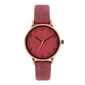 Reloj granate caja cobre de 36mm correa interior piel