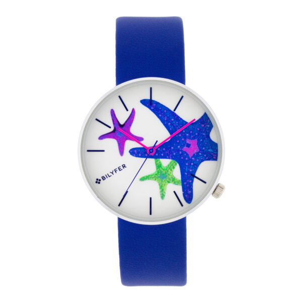 Blue starfish watch 38mm case interior leather strap