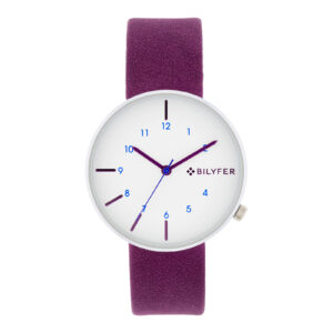 Lilac watch silver case 38mm interior leather strap