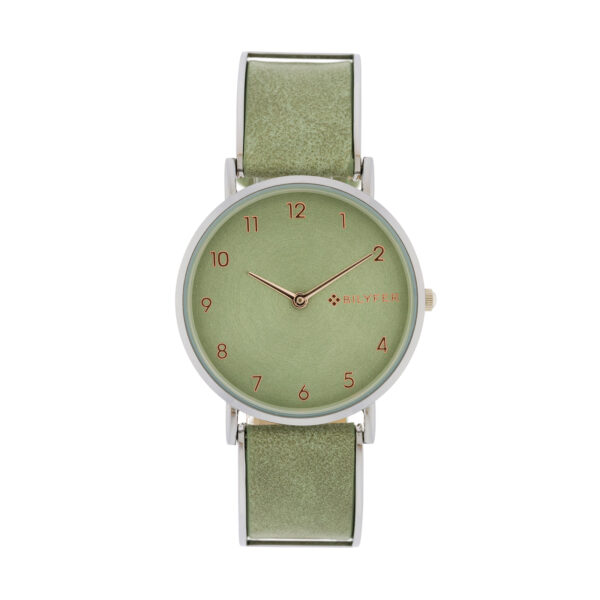 Reloj articulado verde caja 36mm interior correa piel