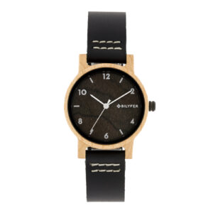 32mm maple wood box watch and leather strap