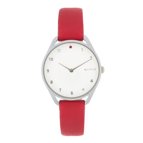 Reloj Bilyfer con circonita a las 12 caja 33mm interior correa piel