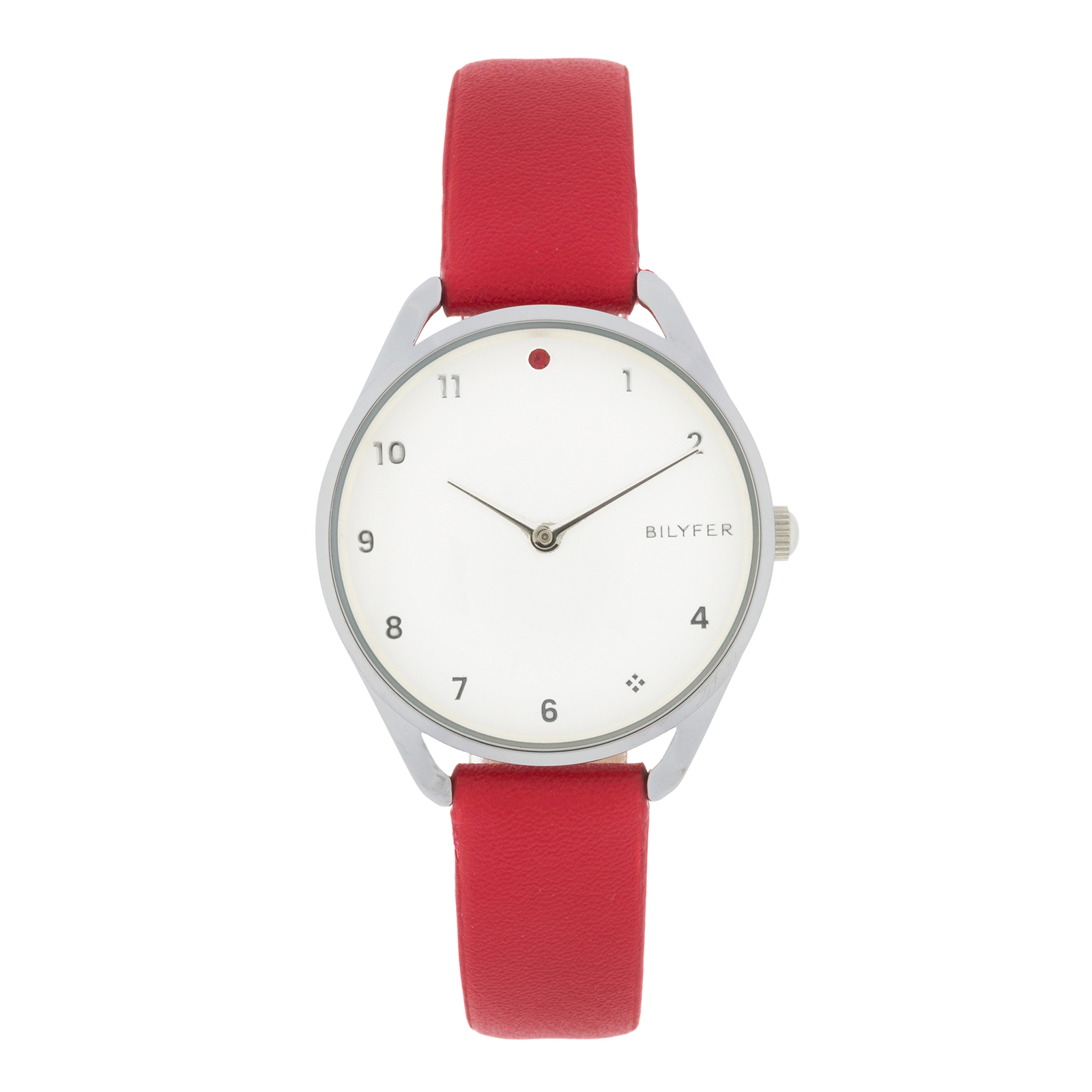 Reloj Bilyfer con circonita a las 12 caja 33mm interior correa piel