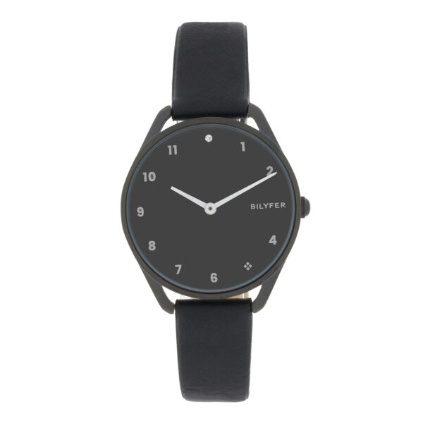 Reloj Bilyfer con circonita a las 12 caja 33mm interior correa piel