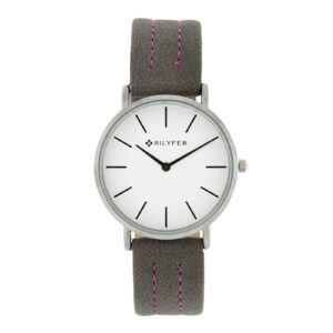Bilyfer watch with 36mm case with stitched strap, leather interior