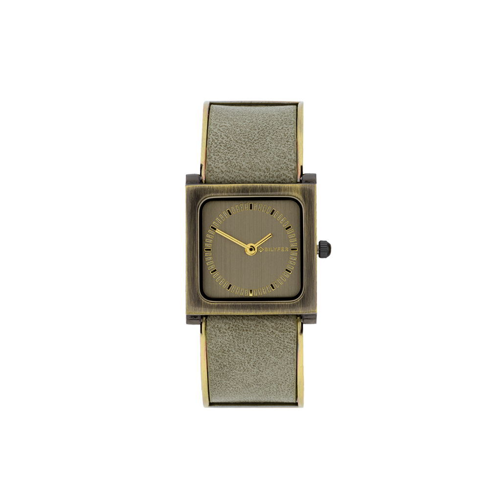 RELOJ CUADRADO CON DETALLE METÁLICO EN LA CORREA