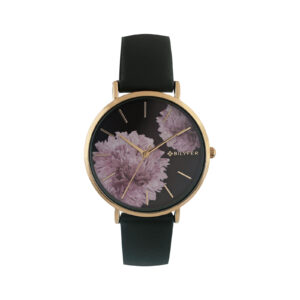 WATCH WITH INDEXES AND DAHLIA FLOWER