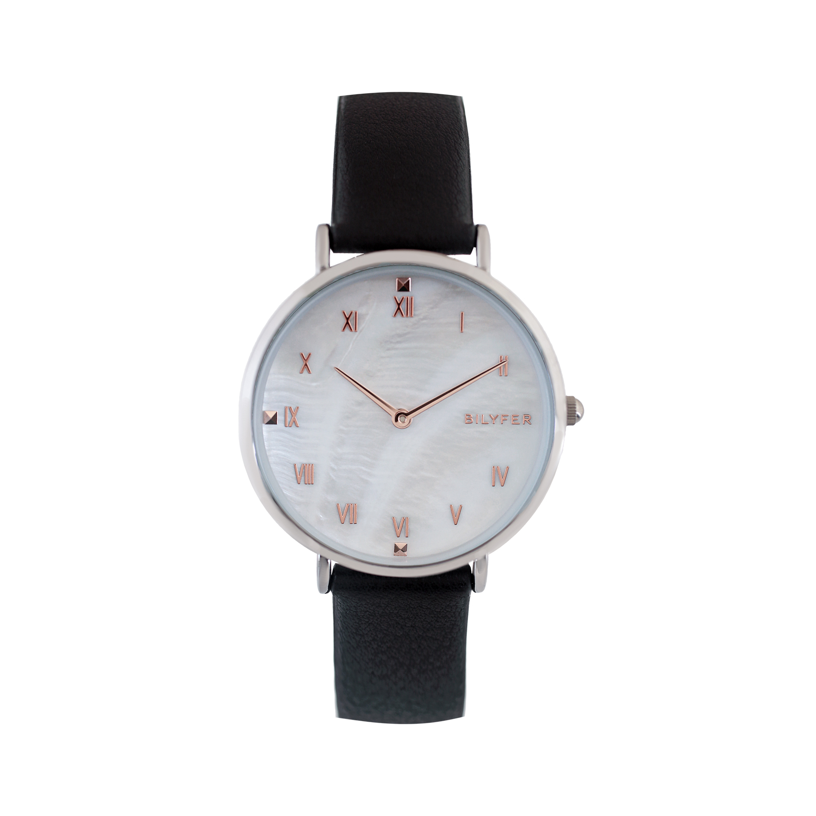 RELOJ CON ESFERA DE MADREPERLA Y NÚMEROS ROMANOS