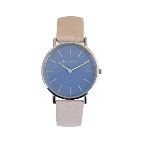 WATCH WITH INDICES AND INTERIOR WHITE HAND LEATHER STRAP