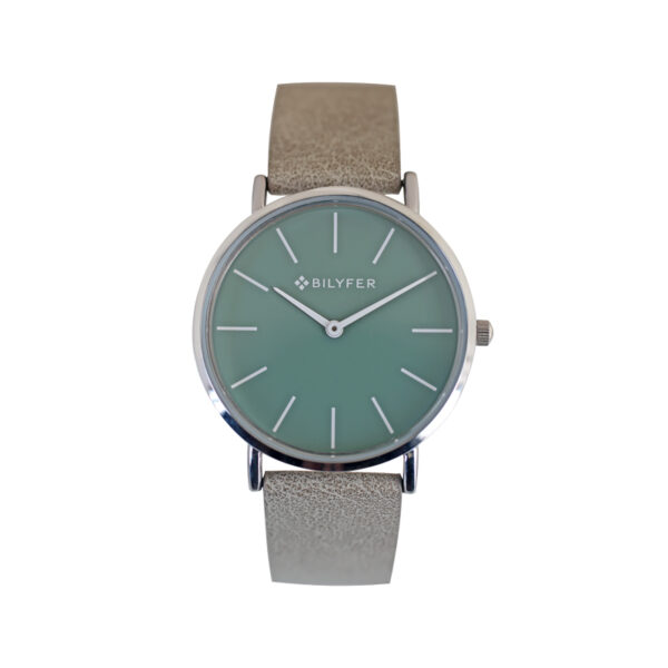 RELOJ CON ÍNDICES Y AGUJA BLANCA INTERIOR CORREA PIEL