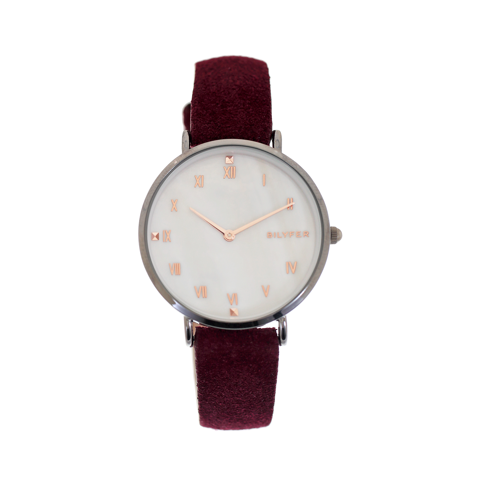 RELOJ CON CORREA DE PIEL Y NÚMEROS ROMANOS