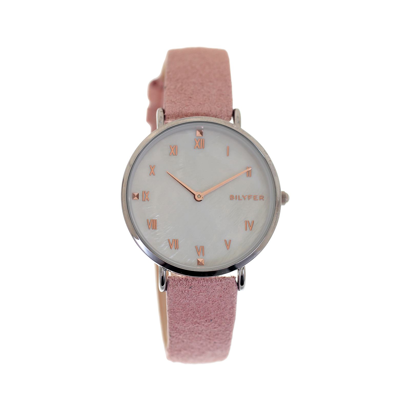 RELOJ CON CORREA DE PIEL Y NÚMEROS ROMANOS