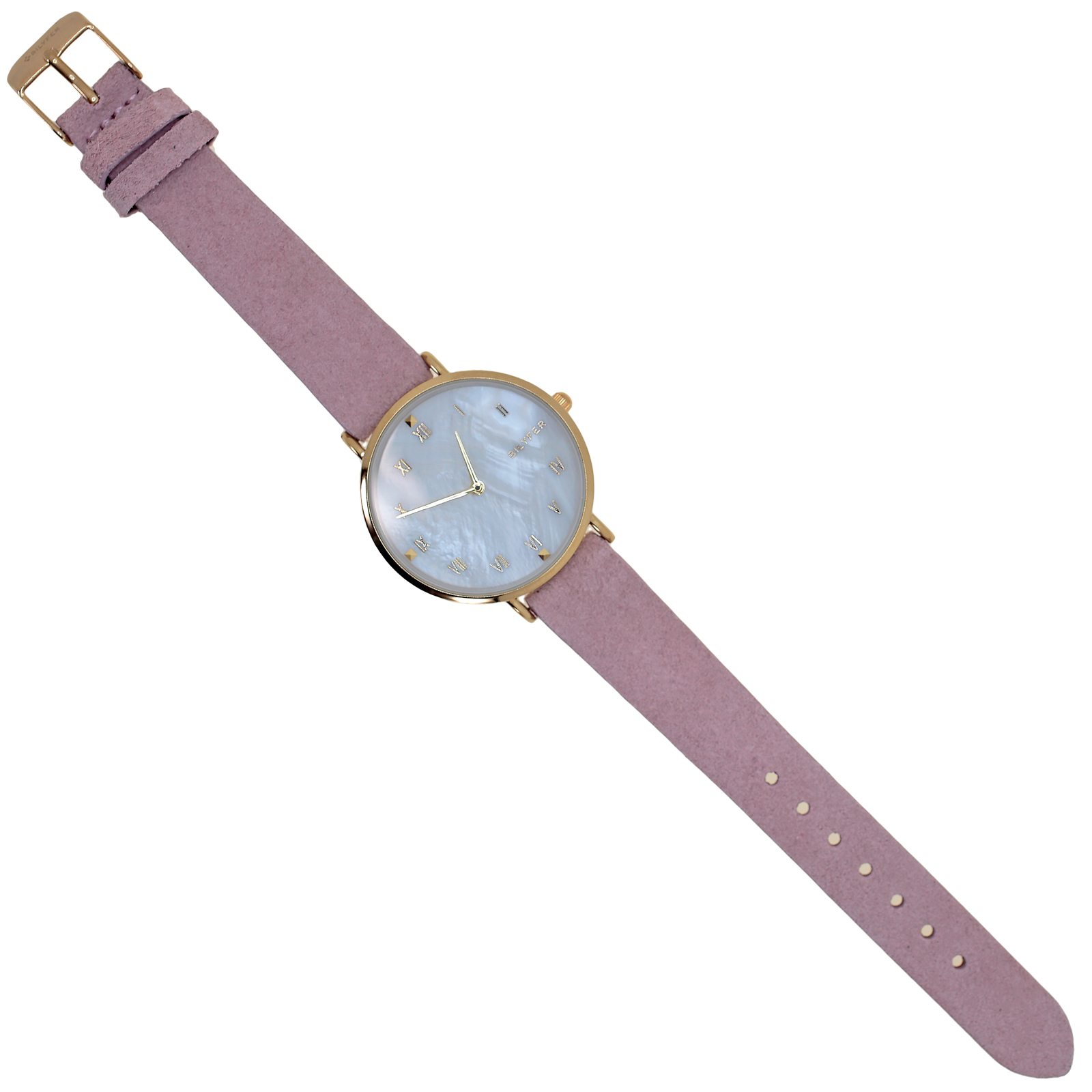 RELOJ CON CORREA DE PIEL Y NÚMEROS ROMANOS