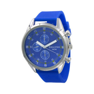 Simulated multifunction watch colors water resistant 5 ATM silicone blue