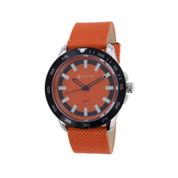 Sports watch with orange  canvas  strap 5ATM  WR