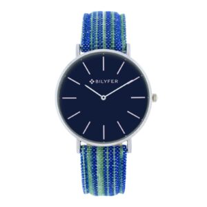 RELOJ IKAT CORREA PIEL ALGODON&SEDA CAJA 42MM AZUL